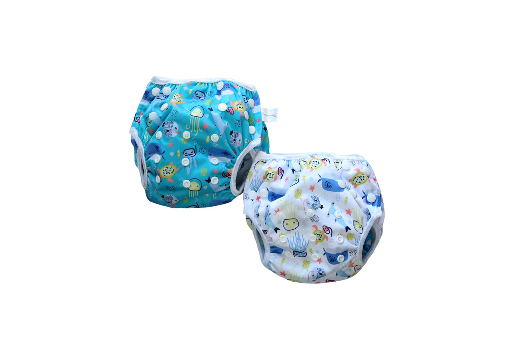 Unisex Reusable Baby Swim Nappies - Pack of 2 - Includes Wet Bag : Fully Adjustable & Machine Washable : Suitable for Boys or Girls 0-3 Years Old