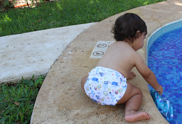 Unisex Reusable Baby Swim Nappies - Pack of 2 - Includes Wet Bag : Fully Adjustable & Machine Washable : Suitable for Boys or Girls 0-3 Years Old