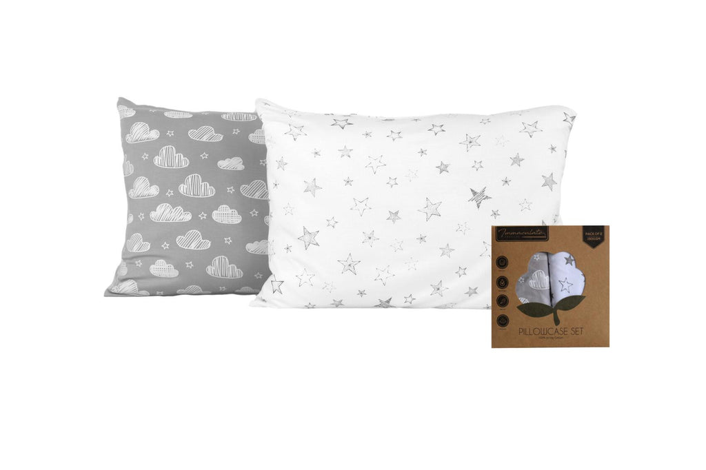 Toddler Pillowcase / Pillow Cover Set - Pack of 2 - Envelope Style - 100% Jersey Cotton - 150GSM : Lightweight, Breathable & Super Soft