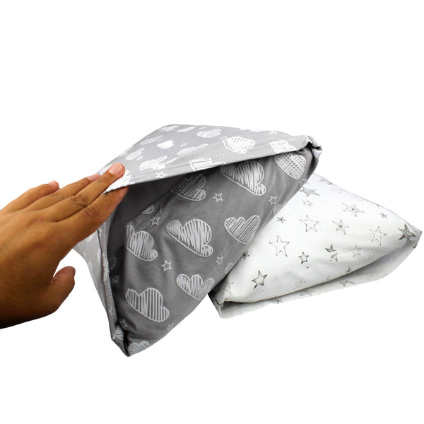 Toddler Pillowcase / Pillow Cover Set - Pack of 2 - Envelope Style - 100% Jersey Cotton - 150GSM : Lightweight, Breathable & Super Soft
