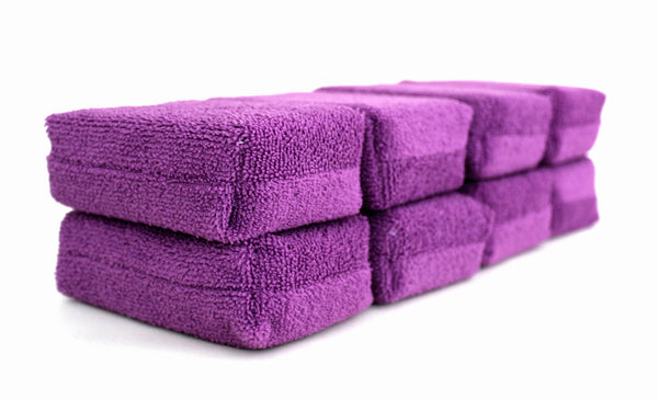 Professional Grade Microfibre Car Applicator Pads / Sponges - Pack of 8 - 12x8x4cm