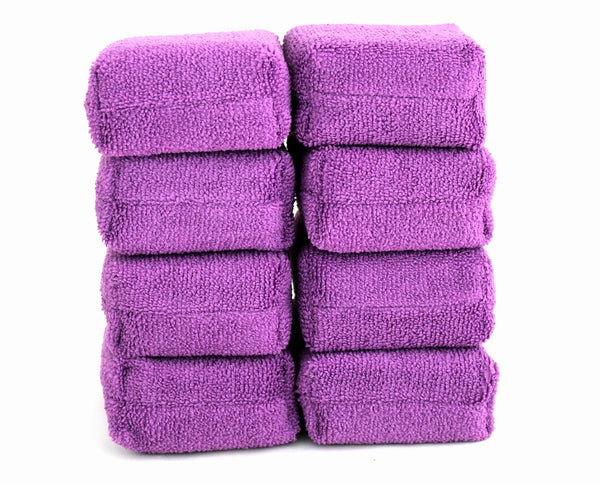 Professional Grade Microfibre Car Applicator Pads / Sponges - Pack of 8 - 12x8x4cm