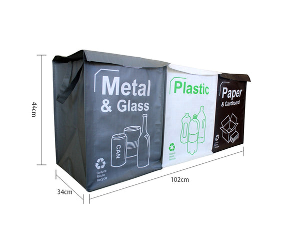 Premium Reusable Recycling Bags/Bins - Pack of 3-180GSM - 34x34x44cm - 50L
