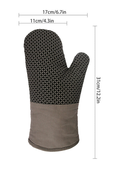 Premium Heat Resistant Oven Gloves / Mitts - Pack of 2 : Non-Slip Silicone Exterior