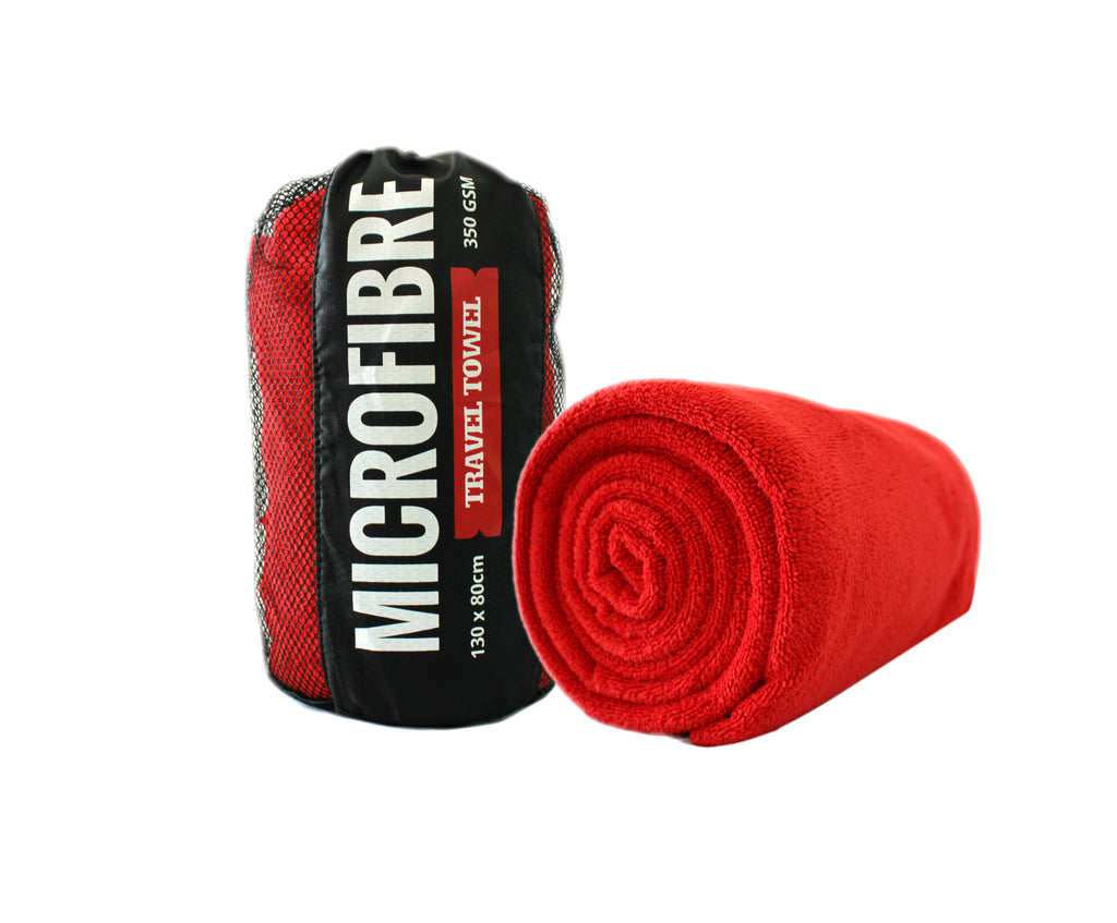 Premium Microfibre Travel / Sports Towel - 130x80cm - 350GSM : Super Soft, Lightweight, Quick Drying & Highly Absorbent
