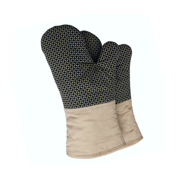 Premium Heat Resistant Oven Gloves / Mitts - Pack of 2 : Non-Slip Silicone Exterior