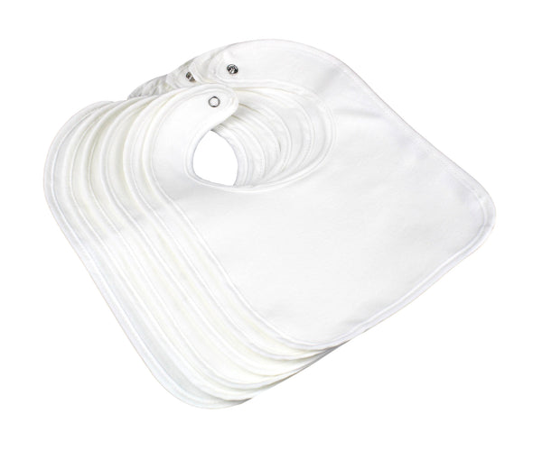 Newborn Baby Drool / Dribble / Teething / Feeding Bibs - Cotton Front with Plastic Back - 22x18cm - Pack of 6 - 180GSM : Waterproof & Washable : Suitable for 0-6 months