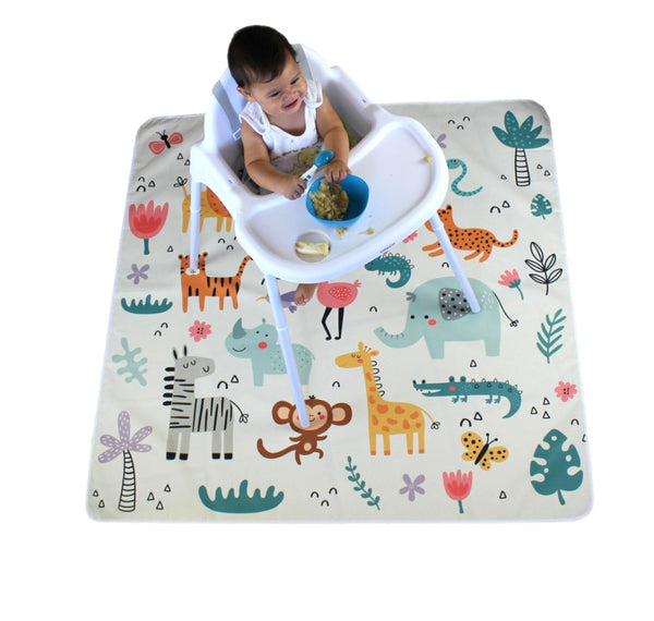 Baby/Toddler Splash Floor Mat for Under Highchair - 130x130cm (51x51in) : Waterproof, Washable & Non-Slip : Ideal for Baby-Led Weaning