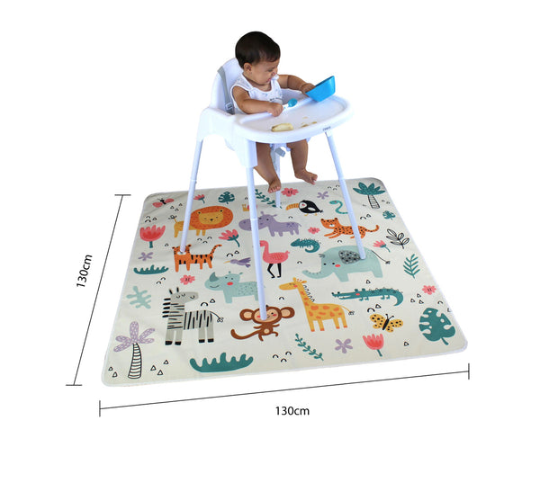 Baby/Toddler Splash Floor Mat for Under Highchair - 130x130cm (51x51in) : Waterproof, Washable & Non-Slip : Ideal for Baby-Led Weaning
