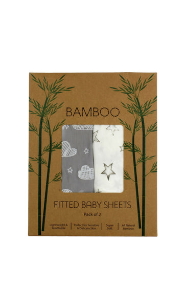 Premium Bamboo Baby Fitted Sheets - Pack of 2 - 100% Bamboo - 180GSM - Oeko-Tex Certified : Lightweight, Breathable & Super Soft : Boys / Girls