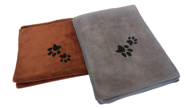 Premium Microfibre Pet Dog Towels - Pack of 2-100x70cm - 400GSM : Super Absorbent - Quick Drying - Extra Soft