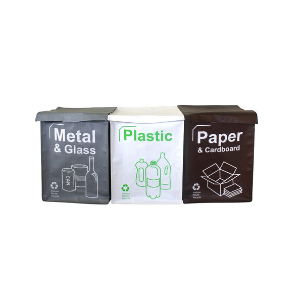 Premium Reusable Recycling Bags/Bins - Pack of 3-180GSM - 34x34x44cm - 50L